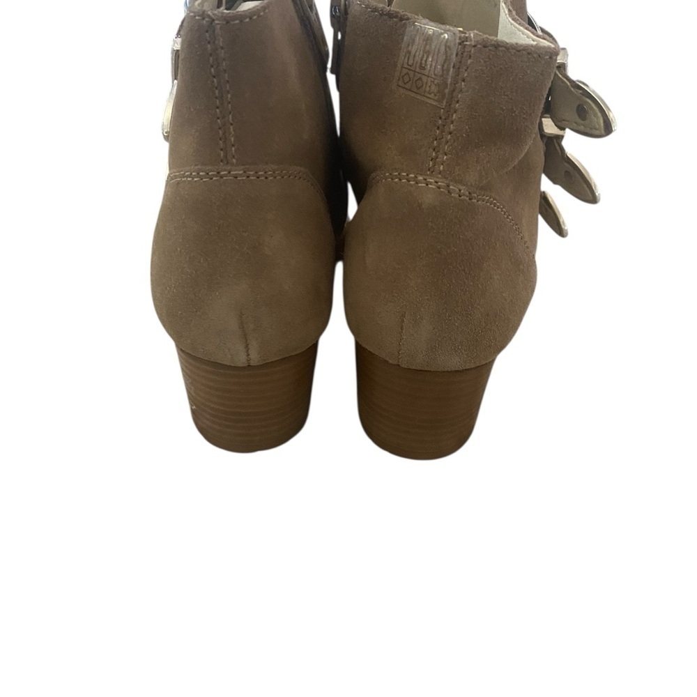 ASOS Triple Buckle Suede Western Ankle Boots Taupe Size 5 | Made in Italy - Picture 5 of 16